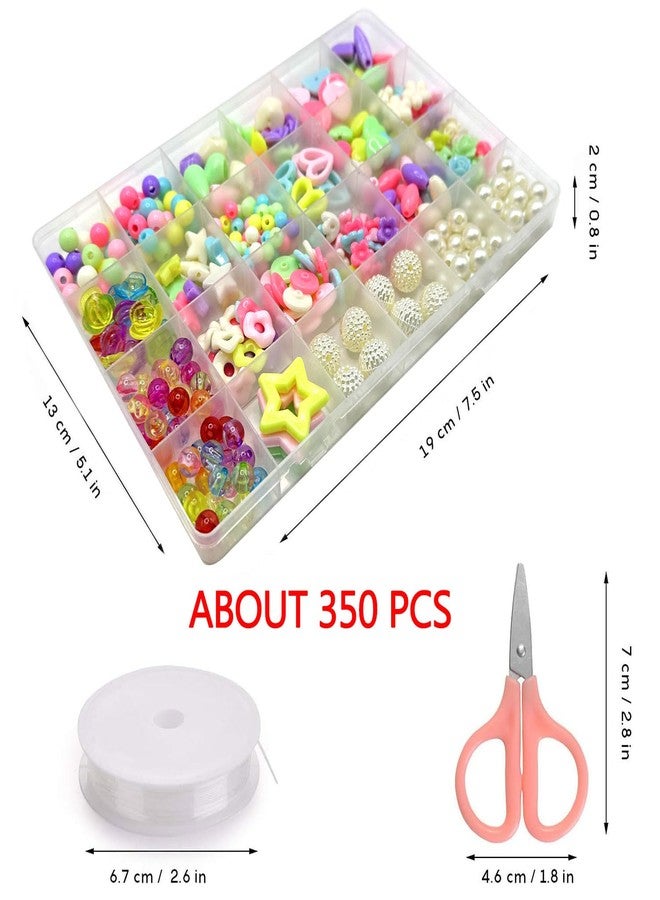 Massmot 350Pcs Beads for Kids Crafts, Children's Jewelry Making Kit, DIY Bracelets Necklace Hairband and Rings Craft Kits for 4-12 Years Old Little Girls, Multicolor (Multicolor 04) - Image 2